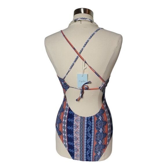 Women's Low Cut Sexy Swimsuit One Piece Plunge Cross Back Swimsuit M NWT - Picture 5 of 8